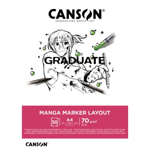 Canson Rajzlaptömb Ultrafehér Manga A/4 200 Gramm Álló Fejben Ragasztott 30 Ív/Tömb Graduate