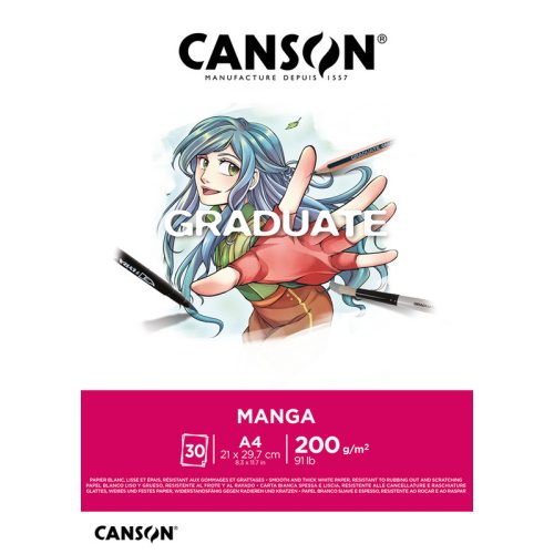 Canson Rajzlaptömb Manga A/4 200 Gramm Álló Fejben Ragasztott 30 Ív/Tömb Graduate