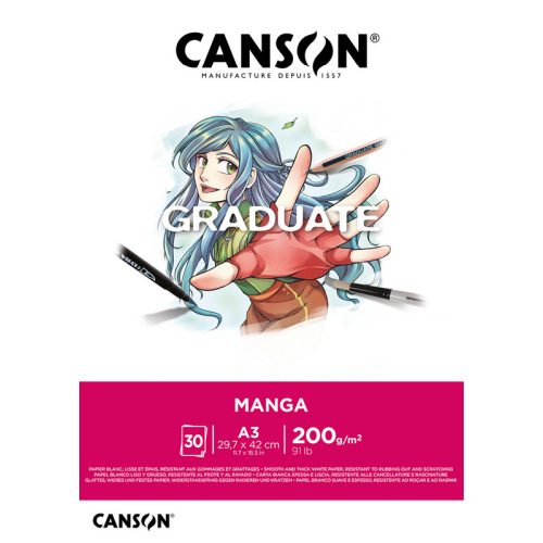 Canson Rajzlaptömb Manga A/3 200 Gramm Álló Fejben Ragasztott 30 Ív/Tömb Graduate