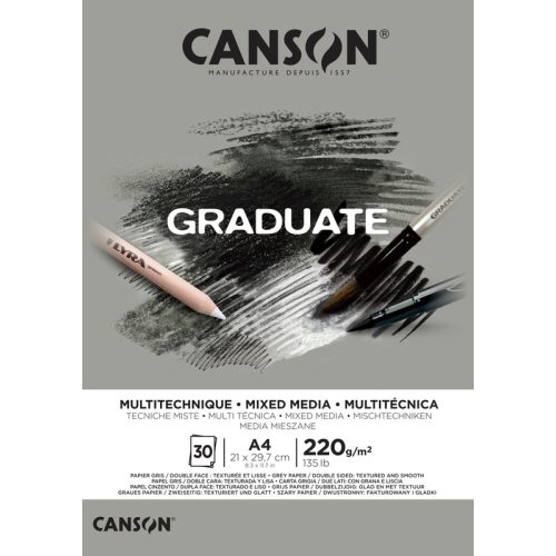 Canson Rajzlaptömb Szürke A/4 220 Gramm Álló Fejben Ragasztott 30 Ív/Tömb Graduate