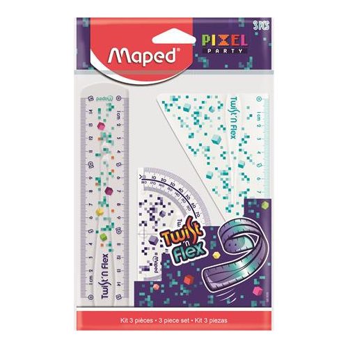 Maped Twist N Flex Vonalzó Készlet Törhetetlen 3 Darab/Készlet Pixel Party