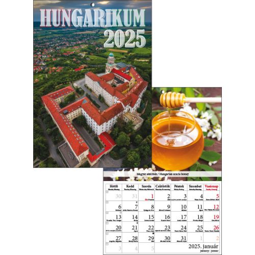 T-Calendar Falinaptár A/4 Tűzött Hungarikum 2025