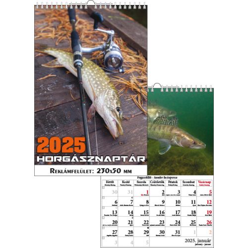 T-Calendar Falinaptár Spirálozott Horgásznaptár 2025