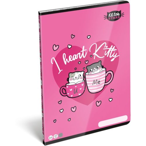 Lizzy Card Füzet Tűzött A/4 Kockás FSC Kittok Heart Kitty