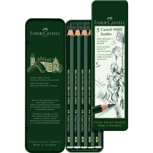 Faber Castell Grafitceruza Készlet Castell 9000 Jumbo 5 Darab/Doboz Fém Dobozban